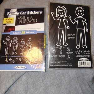 NWT Set of 2 Cool Family Car Stickers Value Pack - Black and White